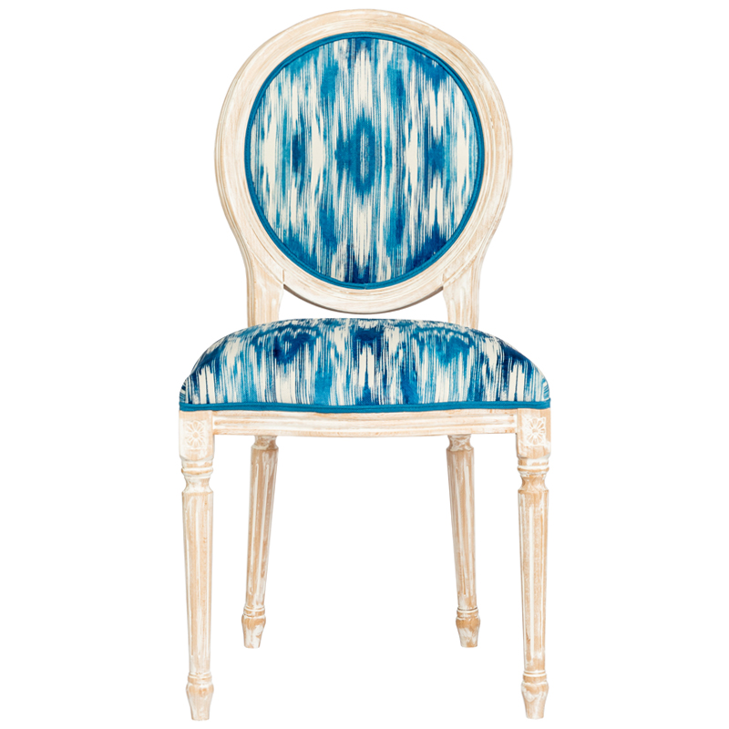 Стул с голубым узором Ikat Pattern Белый Голубой Стул с голубым узором Ikat Pattern Белый Голубой в Челябинске | Loft Concept