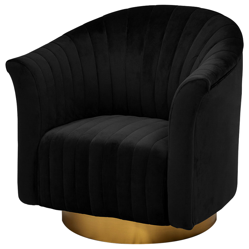 Кресло вращающееся в чёрной велюровой обивке Toronto Black Armchair Черный Золотой Кресло вращающееся в чёрной велюровой обивке Toronto Black Armchair Черный Золотой в Челябинске | Loft Concept