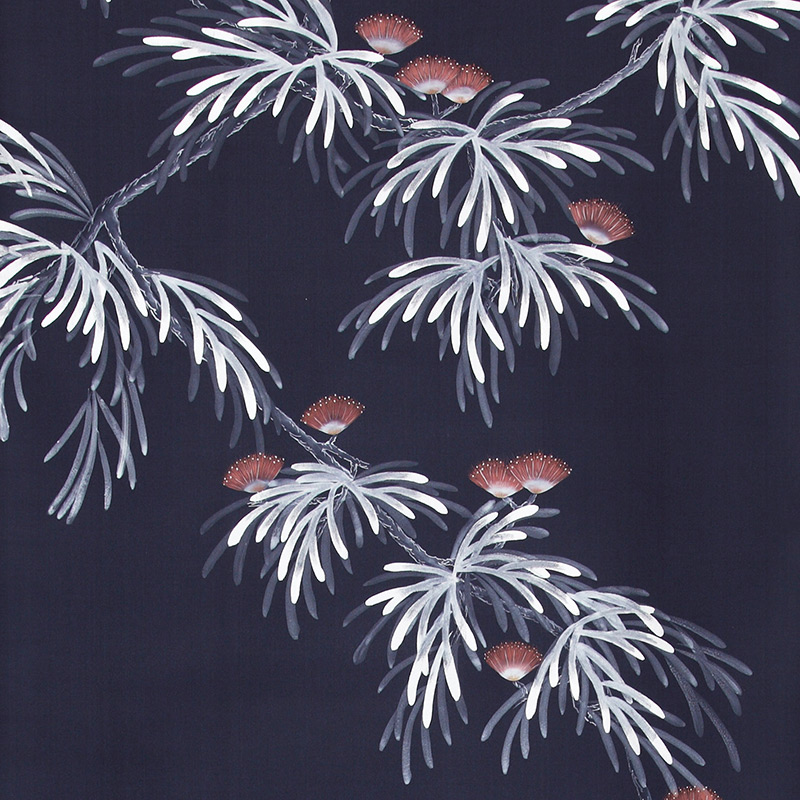 Обои ручная роспись Silk Tree Special Colourway on Empire Blue dyed silk Обои ручная роспись Silk Tree Special Colourway on Empire Blue dyed silk в Челябинске | Loft Concept