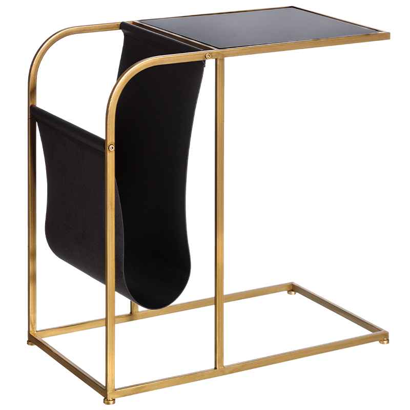 Приставной столик с подставкой для газет и журналов Kurtis Side Table Черный Золотой Приставной столик с подставкой для газет и журналов Kurtis Side Table Черный Золотой в Челябинске | Loft Concept