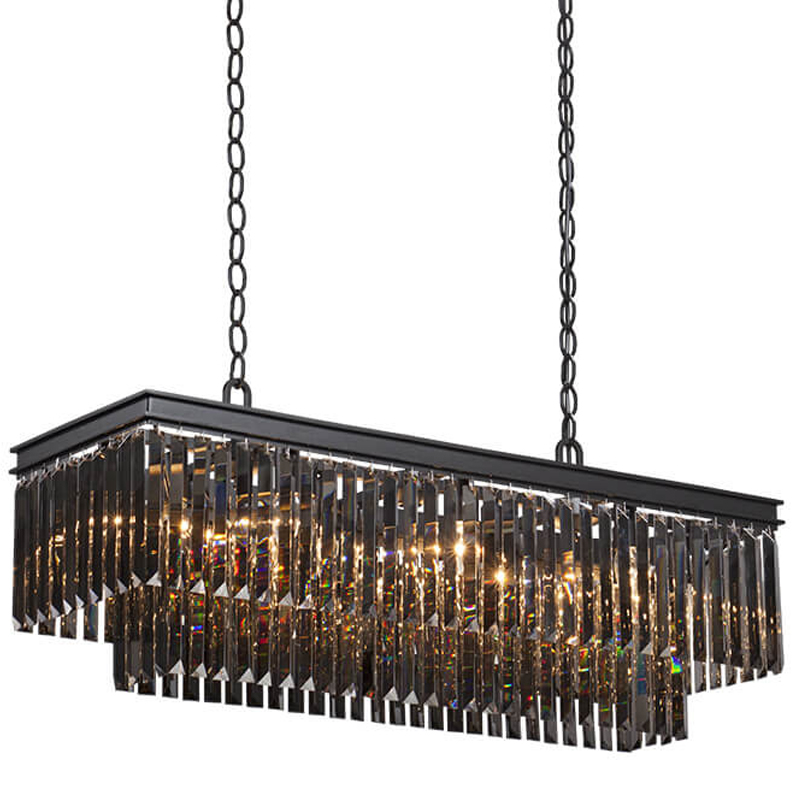 Люстра Odeon Gray glass Rectangular Chandelier Black iron стекло Смок длина 100 Черный матовый Люстра Odeon Gray glass Rectangular Chandelier Black iron стекло Смок длина 100 Черный матовый в Челябинске | Loft Concept