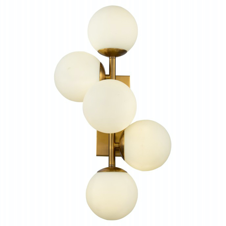 Бра White Balls Sconces Белое матовое стекло Латунь Бра White Balls Sconces Белое матовое стекло Латунь в Челябинске | Loft Concept