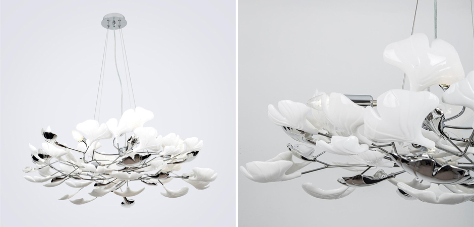 Декоративная люстра Wintery flover Silver с Белыми плафонами Декоративная люстра Wintery flover Silver с Белыми плафонами - Loft-Concept в Челябинске