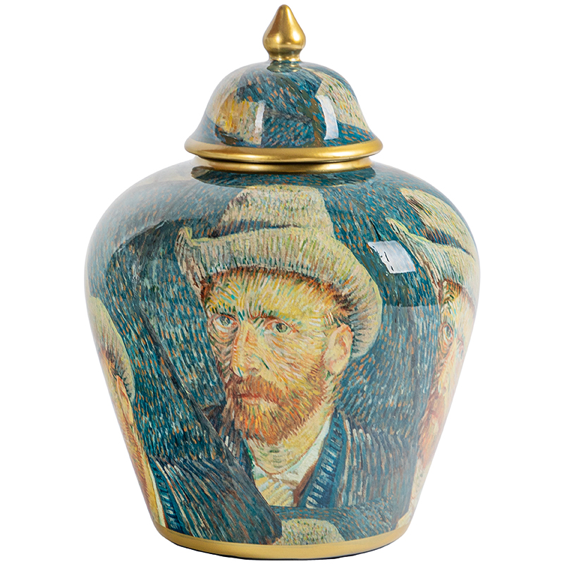 Ваза с крышкой Vincent Van Gogh Vase Изумрудный Золотой Бежевый Мульти Ваза с крышкой Vincent Van Gogh Vase Изумрудный Золотой Бежевый Мульти в Челябинске | Loft Concept