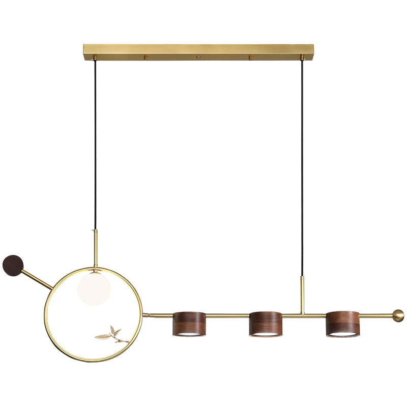 Линейный светильник Metal Wood Ring Leaf Linear Light Золотой Коричневый Линейный светильник Metal Wood Ring Leaf Linear Light Золотой Коричневый в Челябинске | Loft Concept