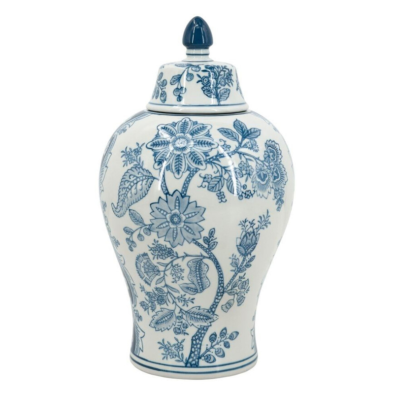 Ваза с крышкой и голубым цветочным рисунком на белом фоне Blue & White Ornament Белый Голубой Ваза с крышкой и голубым цветочным рисунком на белом фоне Blue & White Ornament Белый Голубой в Челябинске | Loft Concept
