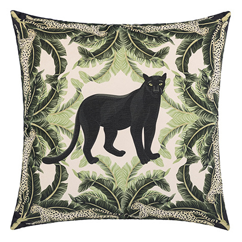 Декоративная подушка Черная Пантера Black Panther Cushion Бежевый Черный Зеленый Декоративная подушка Черная Пантера Black Panther Cushion Бежевый Черный Зеленый в Челябинске | Loft Concept