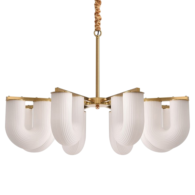 Люстра Berthe Arch Chandelier 8 плафонов Белое матовое стекло Латунь Хром Люстра Berthe Arch Chandelier 8 плафонов Белое матовое стекло Латунь Хром в Челябинске | Loft Concept