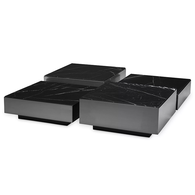 Комплект кофейных столиков Eichholtz Coffee Table Esposito set of 4 Черный Черный Мрамор Nero Комплект кофейных столиков Eichholtz Coffee Table Esposito set of 4 Черный Черный Мрамор Nero в Челябинске | Loft Concept