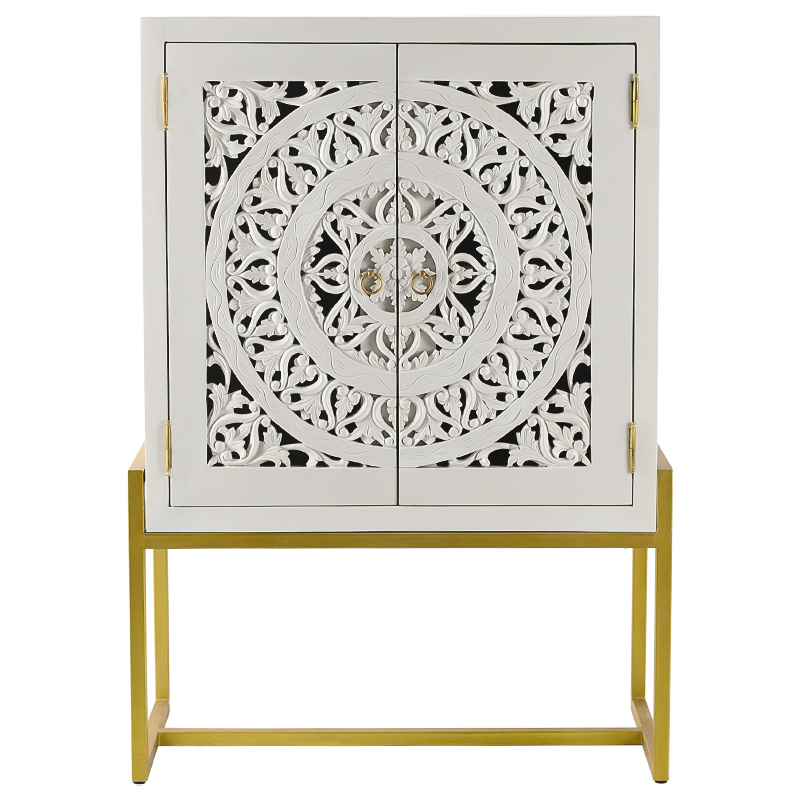 Буфет с резными дверцами Ceara Lace Cabinet Белый Золотой Буфет с резными дверцами Ceara Lace Cabinet Белый Золотой в Челябинске | Loft Concept
