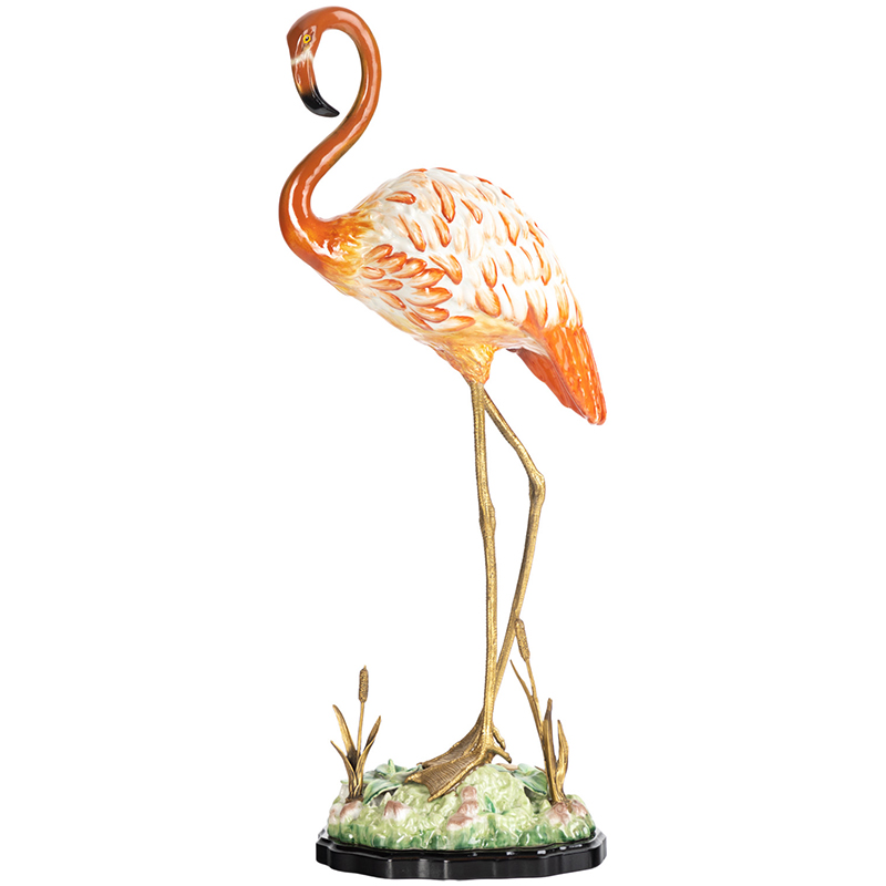 Декоративная статуэтка Flamingos Porcelain Statuette Красный Зеленый Бронза Декоративная статуэтка Flamingos Porcelain Statuette Красный Зеленый Бронза в Челябинске | Loft Concept
