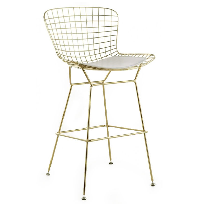 Барный стул Bertoia Barstool Gold Черный Белый Золотой Барный стул Bertoia Barstool Gold Черный Белый Золотой в Челябинске | Loft Concept