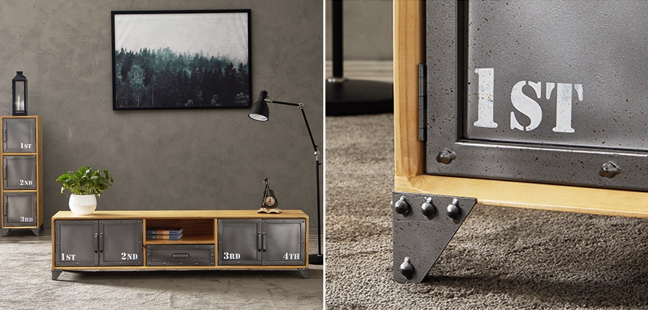 ТВ-тумба Loft Metal and Wood Quadruple ТВ-тумба Loft Metal and Wood Quadruple - Loft-Concept в Челябинске