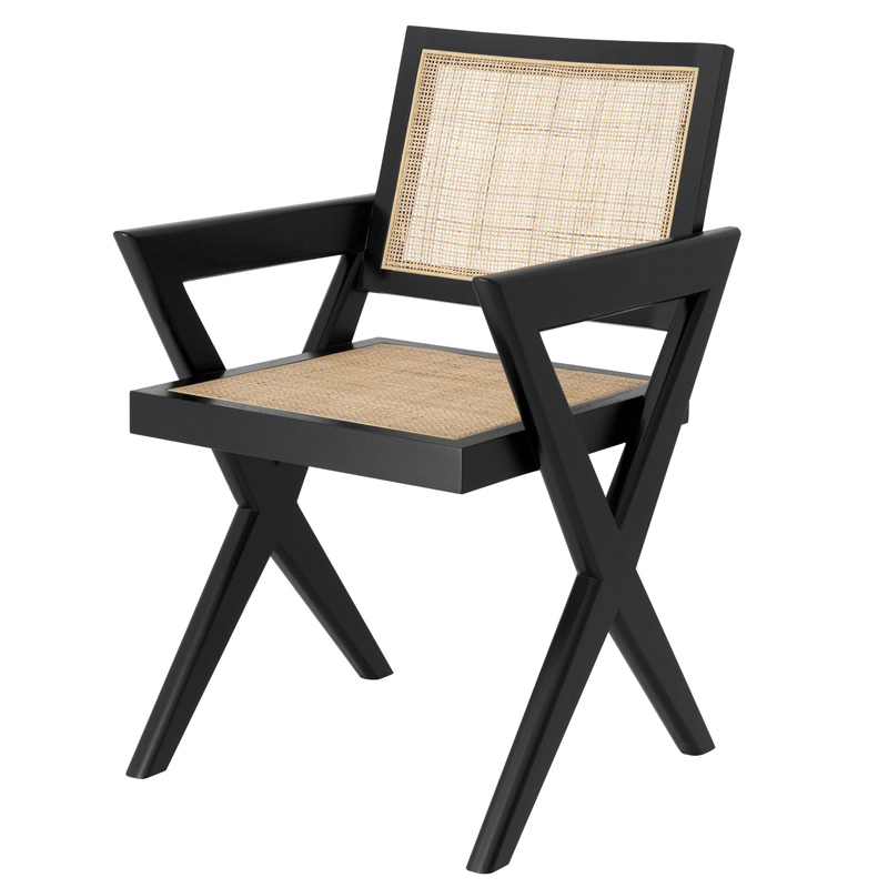 Стул Eichholtz Dining Chair Augustin black Черный Бежевый Стул Eichholtz Dining Chair Augustin black Черный Бежевый в Челябинске | Loft Concept