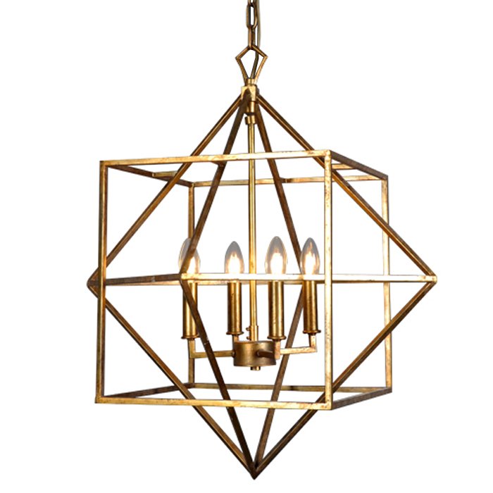 Подвесной светильник CUBIST Chandelier Gold 4 bulbs Золотой Подвесной светильник CUBIST Chandelier Gold 4 bulbs Золотой в Челябинске | Loft Concept
