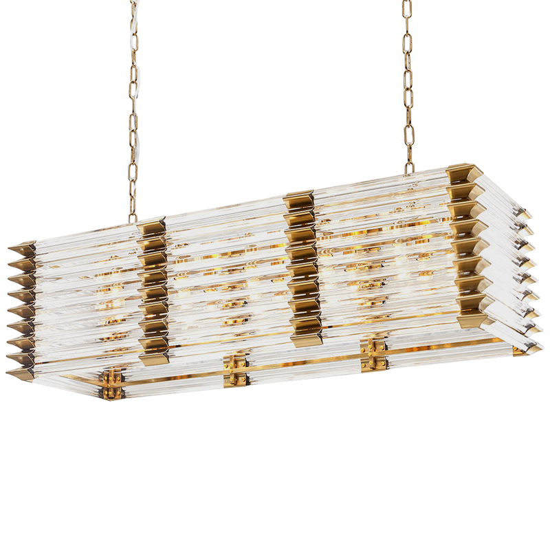 Люстра прямоугольная стеклянная Tadesse Glass Chandelier Золотой Прозрачное Стекло Люстра прямоугольная стеклянная Tadesse Glass Chandelier Золотой Прозрачное Стекло в Челябинске | Loft Concept