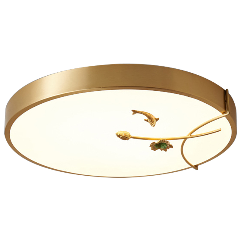 Круглый потолочный светильник Gold Fish Round Ceiling Lamp Золотой Золотой Белый Зеленый Круглый потолочный светильник Gold Fish Round Ceiling Lamp Золотой Золотой Белый Зеленый в Челябинске | Loft Concept