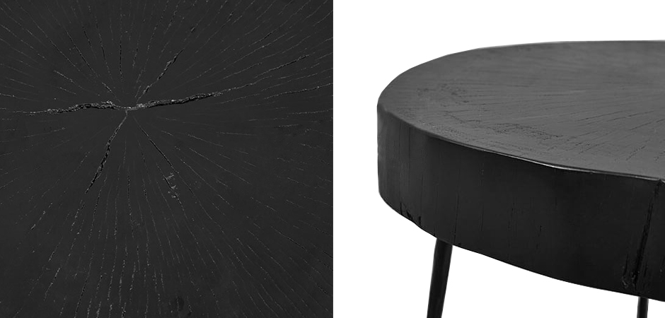 Приставной стол Saw Cut Black Wood Side Table Приставной стол Saw Cut Black Wood Side Table - Loft-Concept в Челябинске