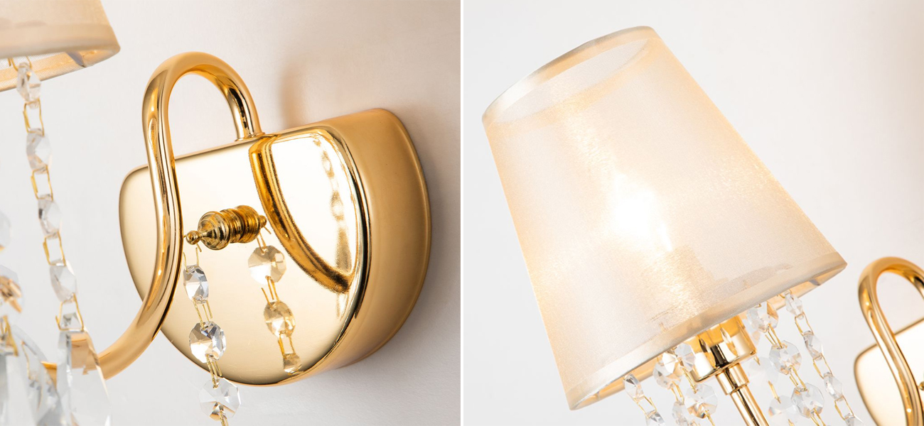 Бра золотого цвета с хрустальным декором Dainty Light - фото