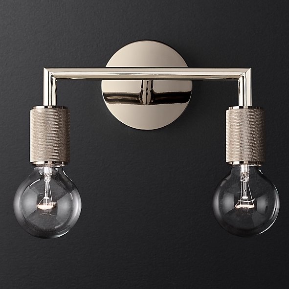 Бра RH Utilitaire Double Sconce Silver Никель Бра RH Utilitaire Double Sconce Silver Никель в Челябинске | Loft Concept