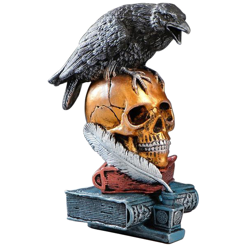 Статуэтка Raven and Skull Золотой Черный Серый (Gray) Статуэтка Raven and Skull Золотой Черный Серый (Gray) в Челябинске | Loft Concept