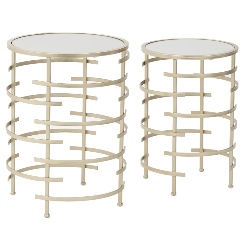Комплект приставных столов Lourdes Table Белое матовое стекло Золотой в Челябинске | Loft Concept 