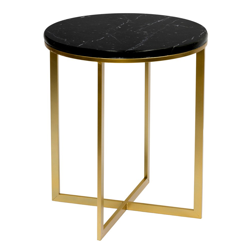 Приставной стол Round Table Marble black Золотой Черный Мрамор Nero Приставной стол Round Table Marble black Золотой Черный Мрамор Nero в Челябинске | Loft Concept