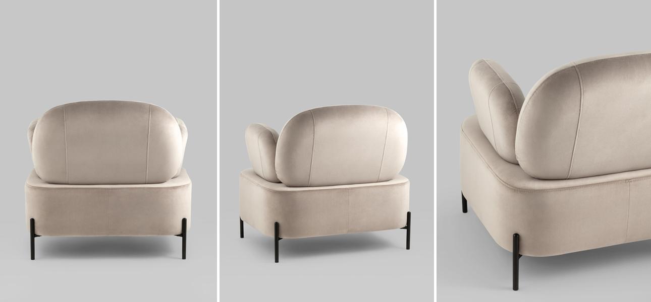 Кресло Color Block бежево-серый велюр - фото №1