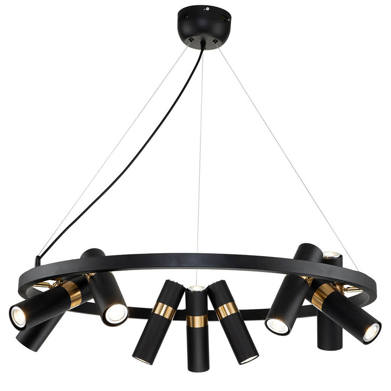 Люстра Rickon Chandelier Spot 18 Черный Золотой Люстра Rickon Chandelier Spot 18 Черный Золотой в Челябинске | Loft Concept