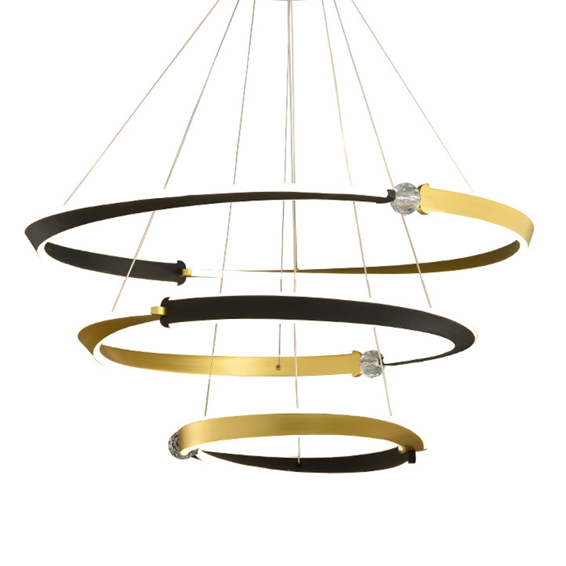Люстра Кольца Ring Horizontal Cyril Три кольца Черный Золотой Черный Золотой в Челябинске | Loft Concept 
