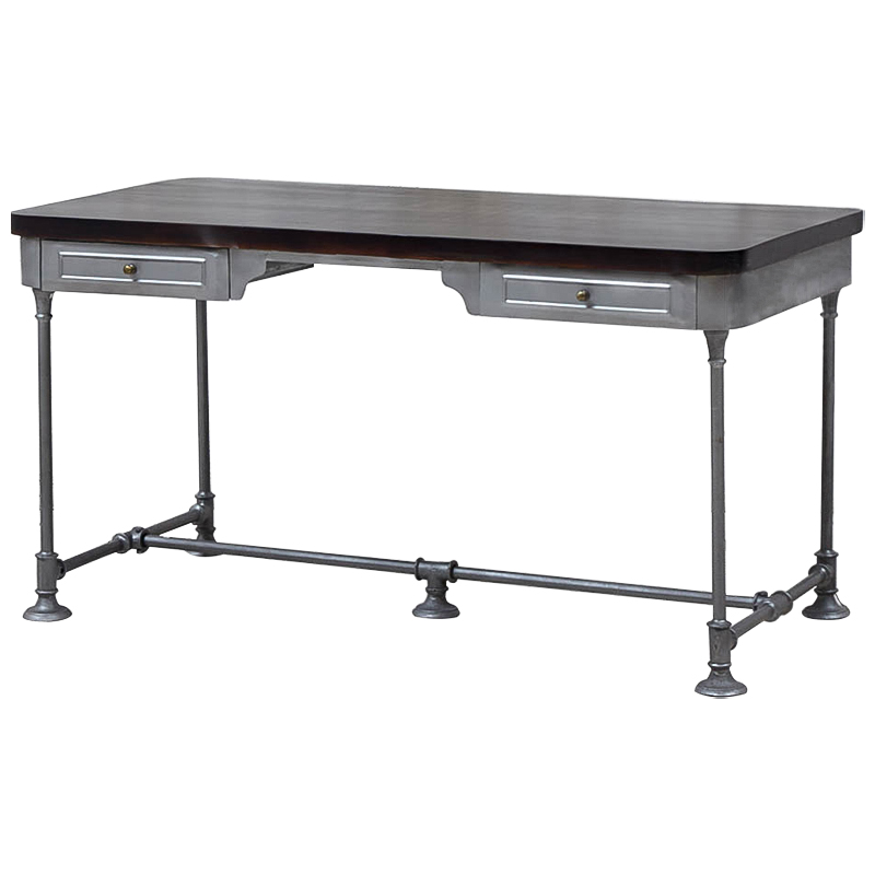 Рабочий стол Iston Metal Wood Desk Серый Коричневый Латунь Рабочий стол Iston Metal Wood Desk Серый Коричневый Латунь в Челябинске | Loft Concept