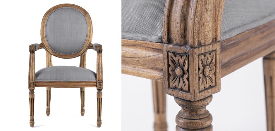 Стул REGENCY MEDALLION ARMCHAIR Gray Linen Стул REGENCY MEDALLION ARMCHAIR Gray Linen - Loft-Concept в Челябинске