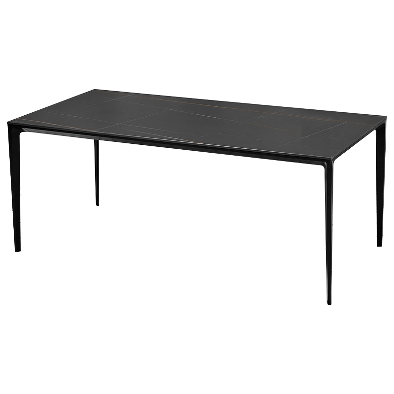 Обеденный стол чёрный с каменной столешницей Benton Dinner Table Черный Обеденный стол чёрный с каменной столешницей Benton Dinner Table Черный в Челябинске | Loft Concept