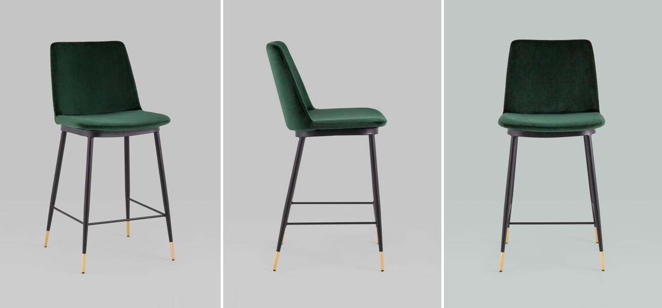 Полубарный Стул Melissa Chair Зеленый Велюр - фото