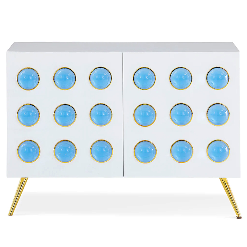 Буфет Jonathan Adler Globo Lucite Cabochon Cabinet Белый Золотой Голубой Буфет Jonathan Adler Globo Lucite Cabochon Cabinet Белый Золотой Голубой в Челябинске | Loft Concept