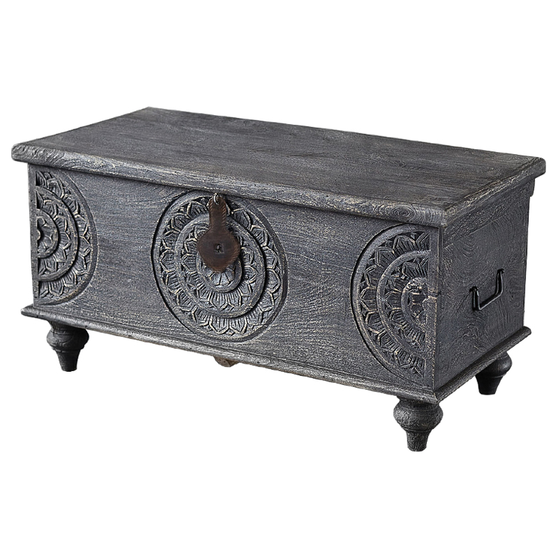 Сундук резной Tushar Carved Wood Chest Серый Коричневый Сундук резной Tushar Carved Wood Chest Серый Коричневый в Челябинске | Loft Concept