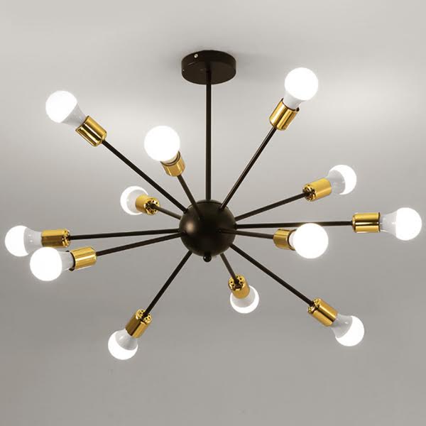 Люстра Sputnik LIGHT JET 12 Black and Gold Черный Глянцевое золото Люстра Sputnik LIGHT JET 12 Black and Gold Черный Глянцевое золото в Челябинске | Loft Concept