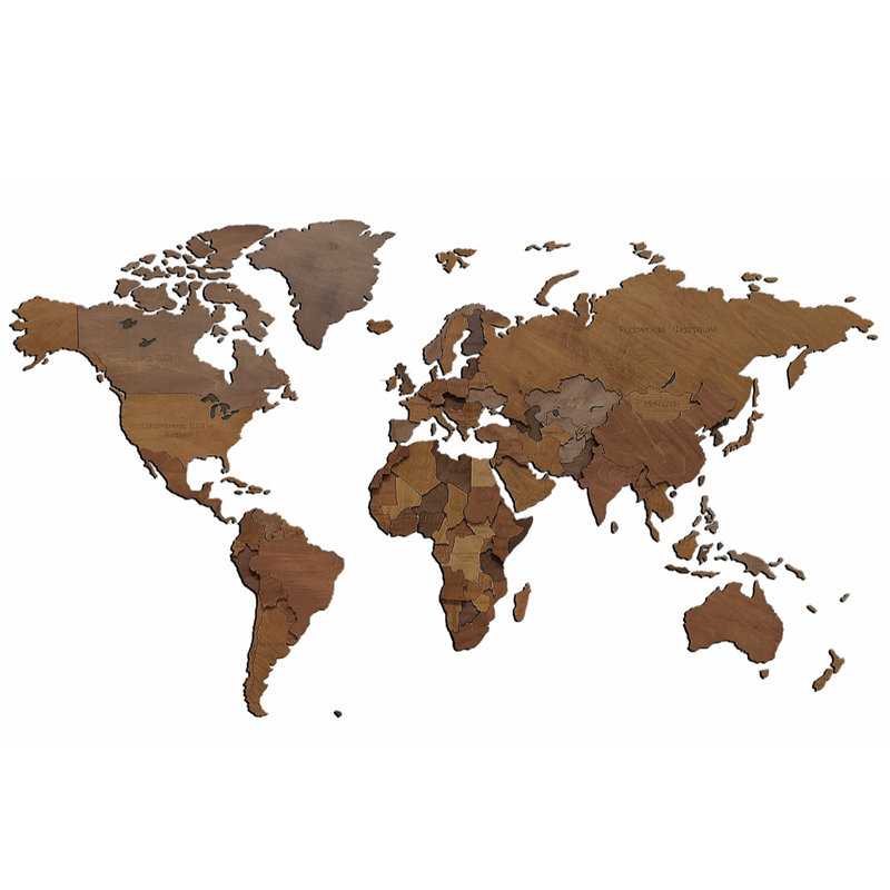 Аксессуар на стену Wooden World Map цвет орех Орех Аксессуар на стену Wooden World Map цвет орех Орех в Челябинске | Loft Concept
