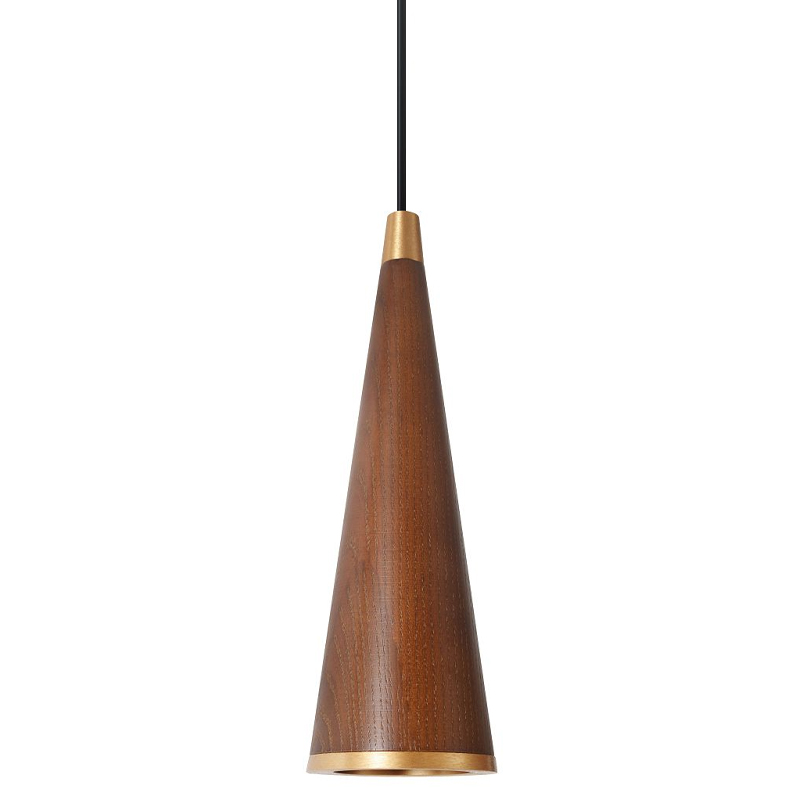 Подвесной светильник с плафоном из темного дерева WOODEN ECO Золотой Коричневый Черный Подвесной светильник с плафоном из темного дерева WOODEN ECO Золотой Коричневый Черный в Челябинске | Loft Concept