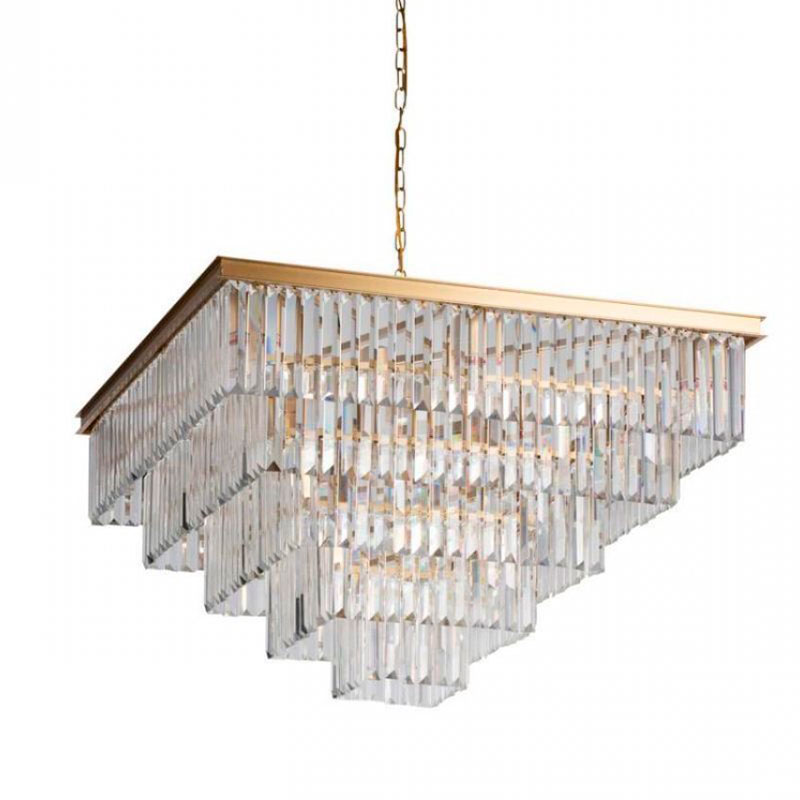 Квадратная Люстра RH 1920s Odeon GOLD iron Five layers Прозрачное Стекло 80х80 Золотой Прозрачное Стекло Квадратная Люстра RH 1920s Odeon GOLD iron Five layers Прозрачное Стекло 80х80 Золотой Прозрачное Стекло в Челябинске | Loft Concept