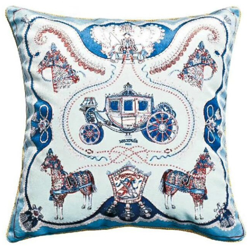 Декоративная подушка Hermes Horse 121 Голубой Синий Декоративная подушка Hermes Horse 121 Голубой Синий в Челябинске | Loft Concept