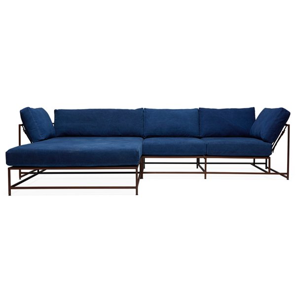 Угловой диван Indigo Denim and copper Sectional sofa Индиго Угловой диван Indigo Denim and copper Sectional sofa Индиго в Челябинске | Loft Concept