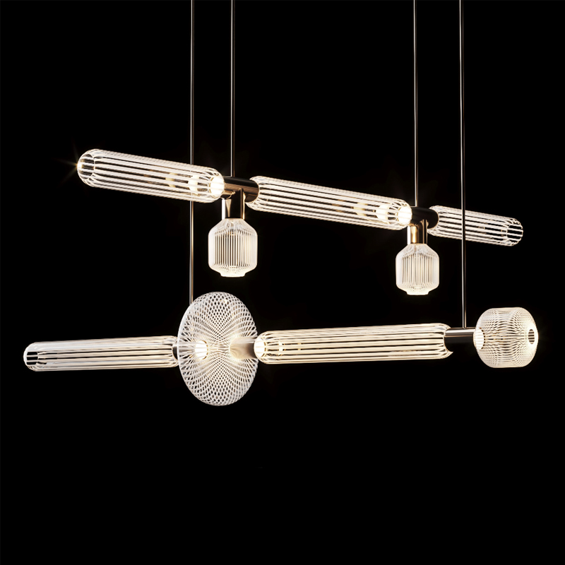 Люстра Pendant Horizontal Глянцевое золото Прозрачный Люстра Pendant Horizontal Глянцевое золото Прозрачный в Челябинске | Loft Concept