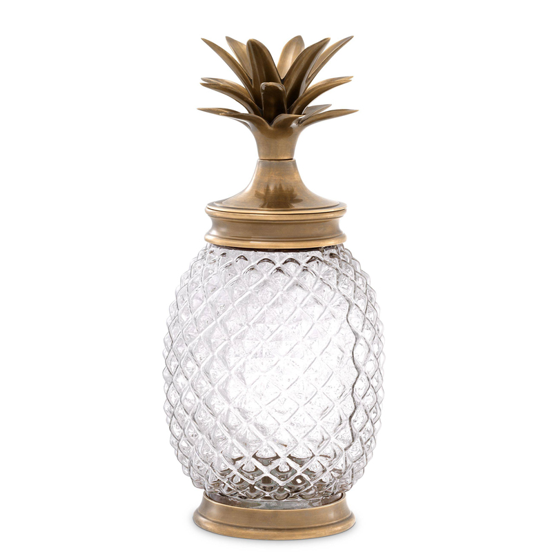 Ваза с крышкой Eichholtz Jar Hayworth brass Винтажная латунь Прозрачный Ваза с крышкой Eichholtz Jar Hayworth brass Винтажная латунь Прозрачный в Челябинске | Loft Concept