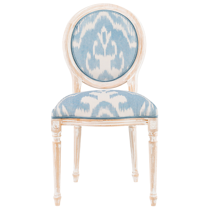 Мягкий стул со светло-голубым узором Ikat Pattern Белый Бежевый Голубой Мягкий стул со светло-голубым узором Ikat Pattern Белый Бежевый Голубой в Челябинске | Loft Concept