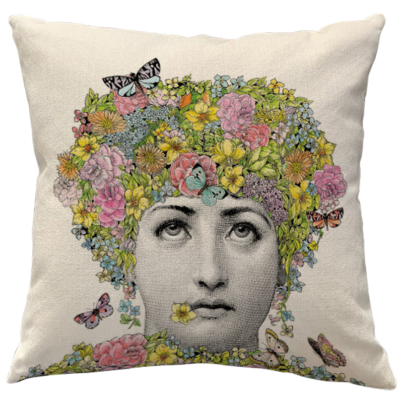 Декоративная подушка Fornasetti Fior di Lina Бежевый Мульти Декоративная подушка Fornasetti Fior di Lina Бежевый Мульти в Челябинске | Loft Concept