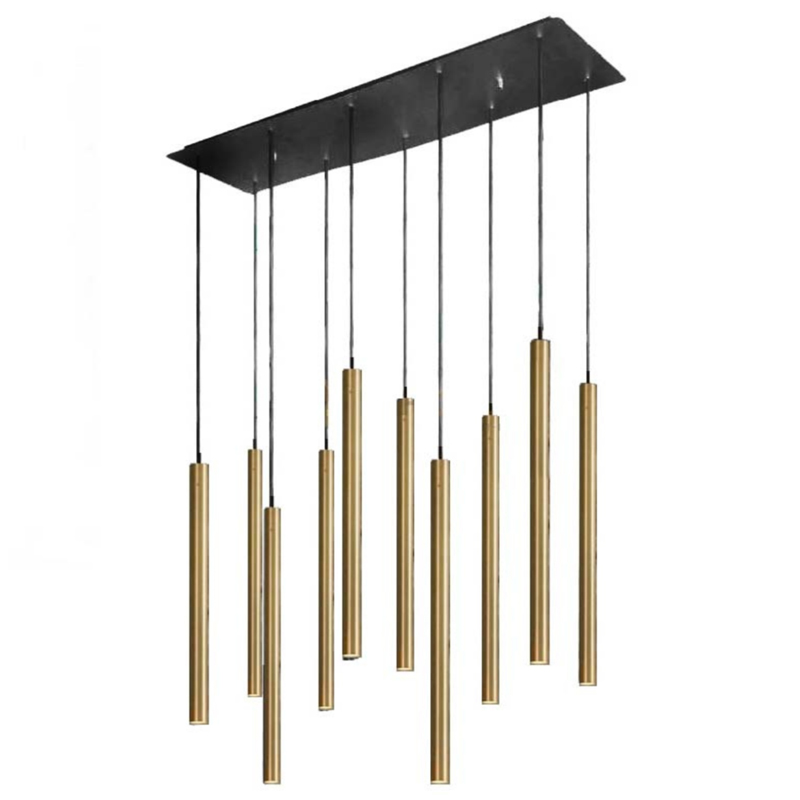 Светильник Trumpet Rectangle Gold 10 плафонов Золотой Черный Светильник Trumpet Rectangle Gold 10 плафонов Золотой Черный в Челябинске | Loft Concept
