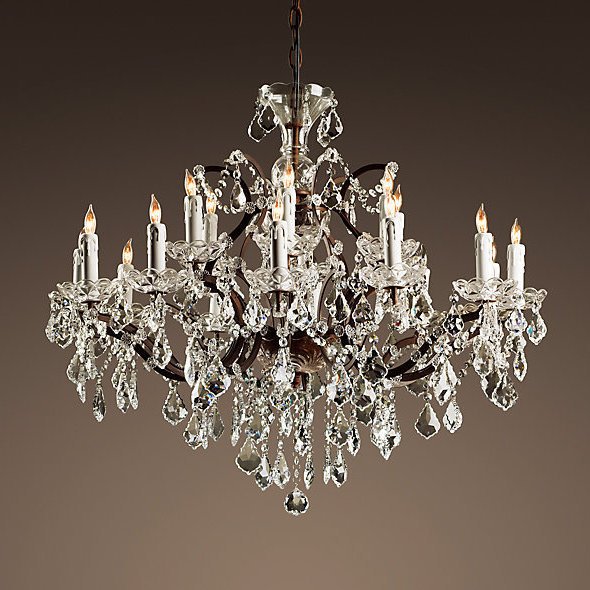 Люстра RH Rococo Iron & Crystal Chandelier 18 Прозрачное Стекло Бурая ржавчина Люстра RH Rococo Iron & Crystal Chandelier 18 Прозрачное Стекло Бурая ржавчина в Челябинске | Loft Concept