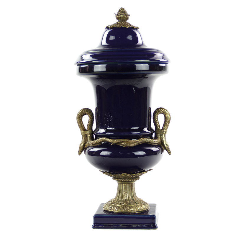 Ваза Selenia Blue Vase Bronze Serpents Синий Бронза Ваза Selenia Blue Vase Bronze Serpents Синий Бронза в Челябинске | Loft Concept