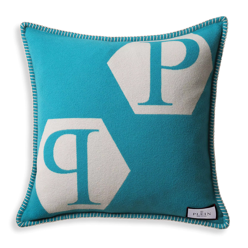 Подушка Philipp Plein Cushion Cashmere Blue Голубой Белый Подушка Philipp Plein Cushion Cashmere Blue Голубой Белый в Челябинске | Loft Concept